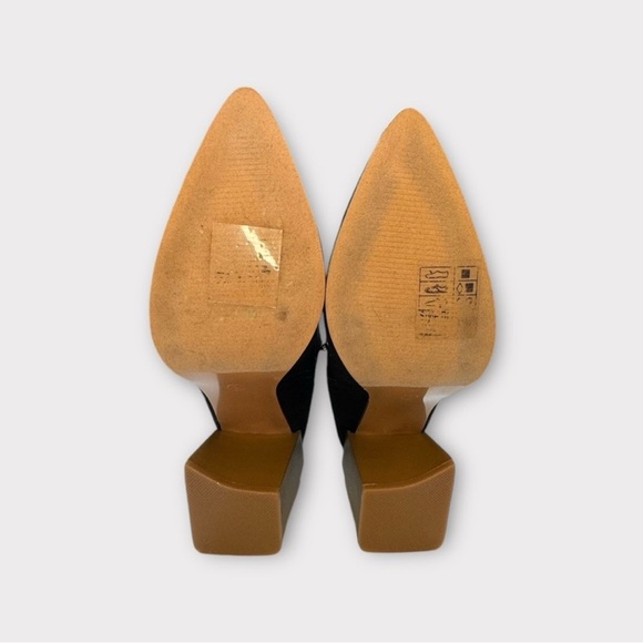 Lulus Blonby Black Faux Suede Studded Ankle Booties | Block Heel | Size 8 - Picture 3 of 4